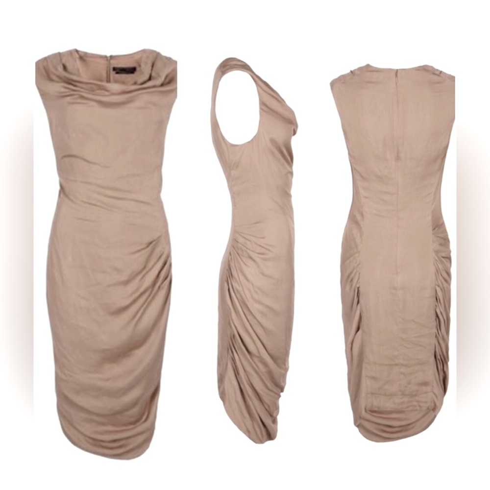 ALLSAINTS SPITAFIELDS CONTOUR DRESS ANTIQUE GOLD SIZE 6 US NEW